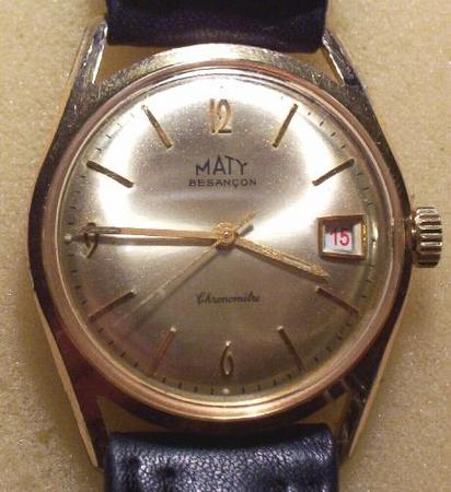 Une Maty "Chronométre" automatique. Cette montre a eu un certificat de chronométre délivré par le bureau de Besançon, le mouvement est poinçonné. On part à la recherche... 